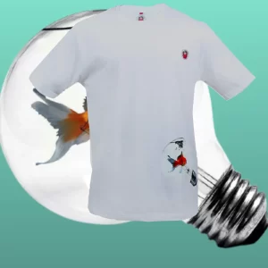 Drop shoulder White fish T-Shirt